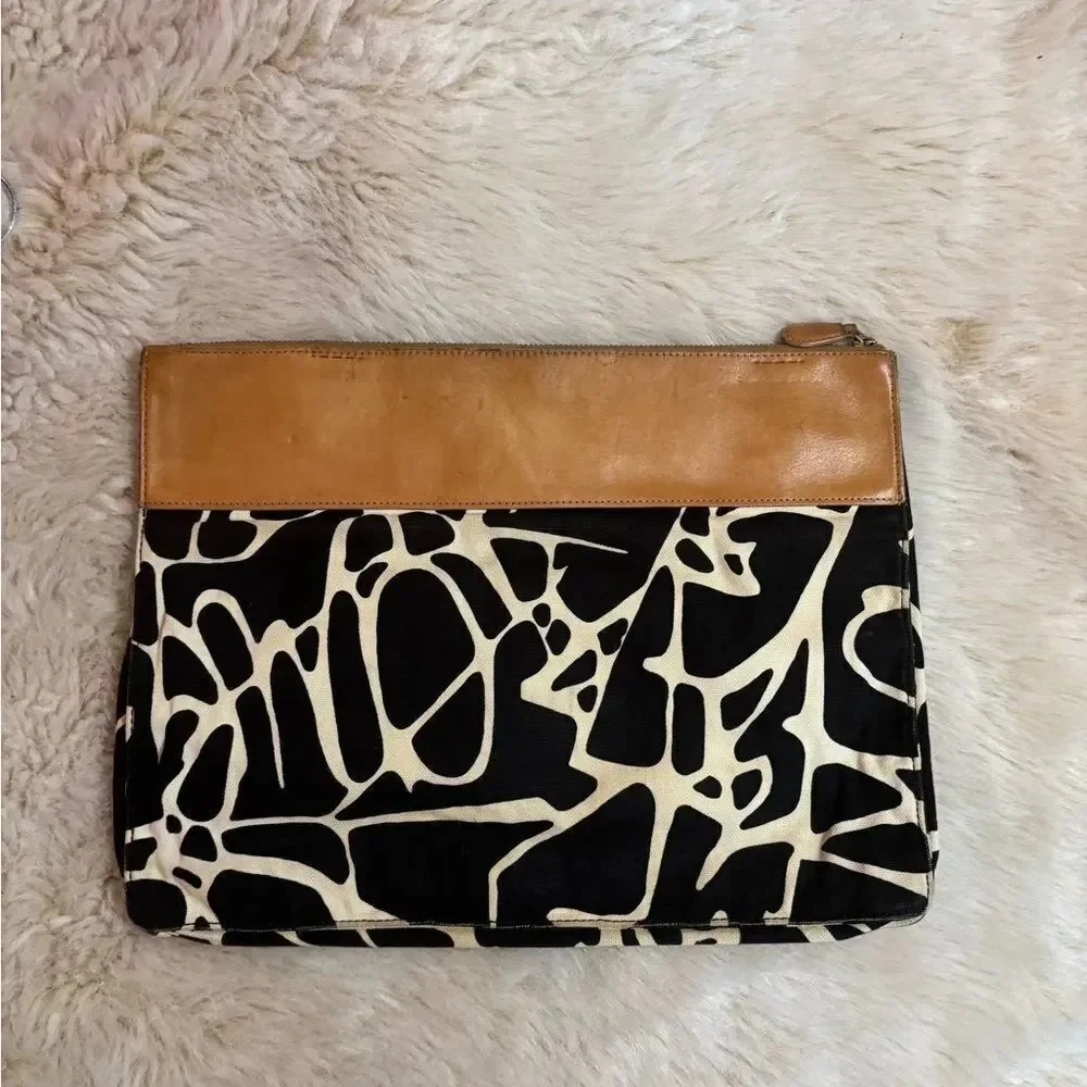 Diane Von Furstenberg Black and Tan Clutch